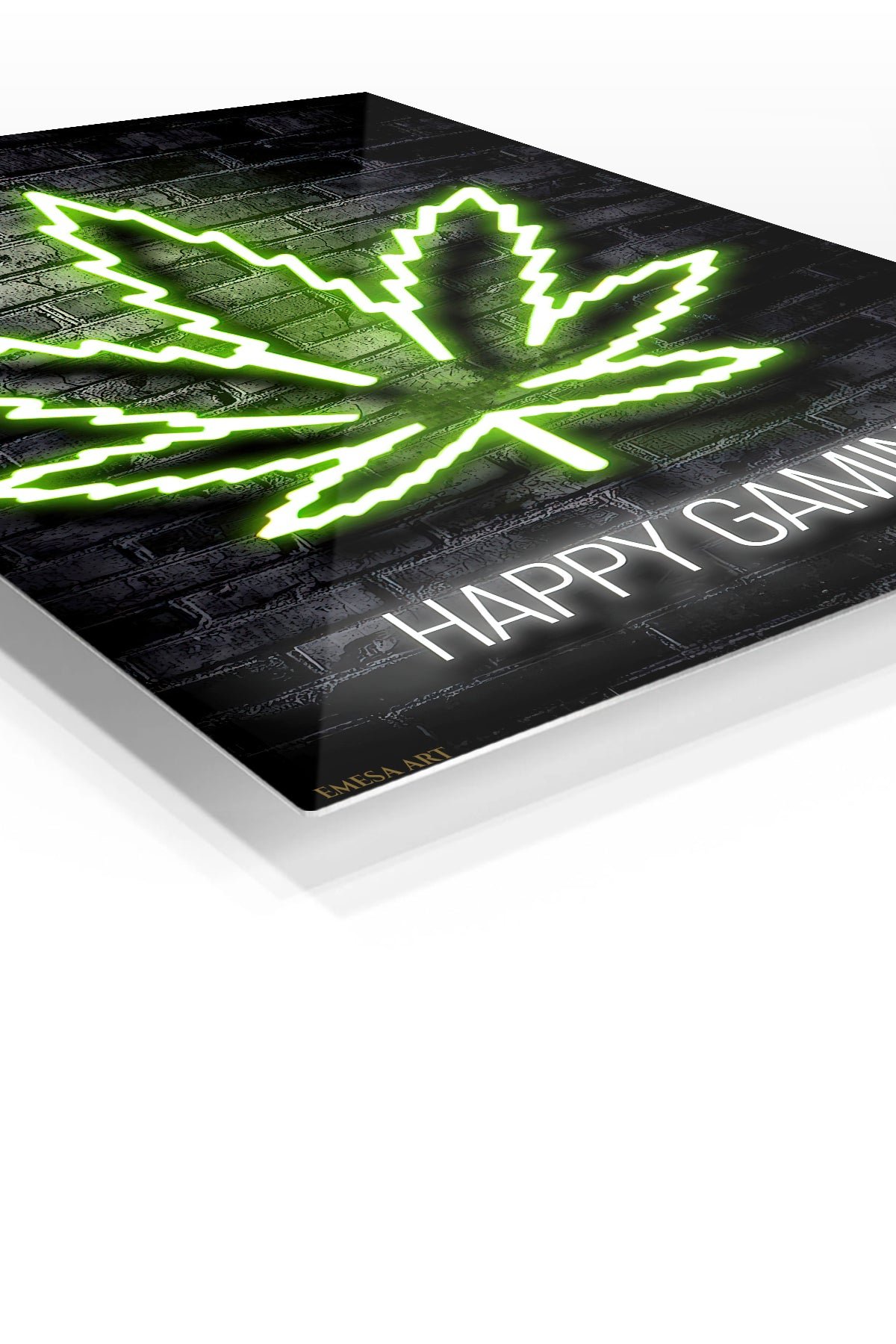 Happy Gaming Neon Emblem metal wall art print, view 2