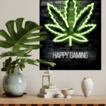 Happy Gaming Neon Emblem metal wall art print, view 4