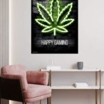 Happy Gaming Neon Emblem metal wall art print, view 5
