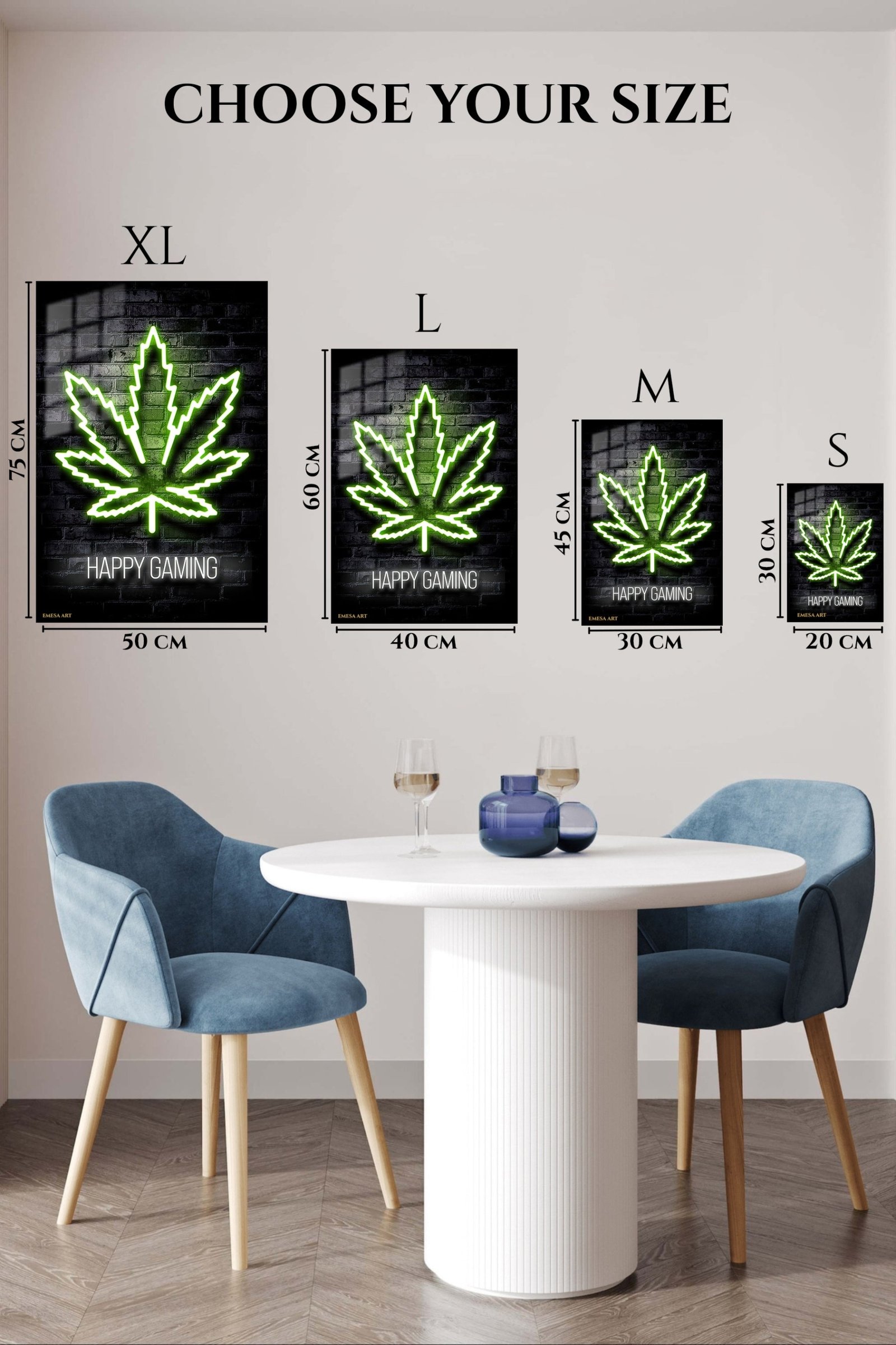 Happy Gaming Neon Emblem metal wall art print, view 6