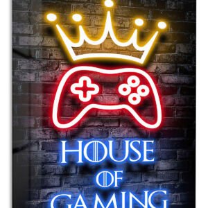 House of Gaming Neon Crown metal wall art print