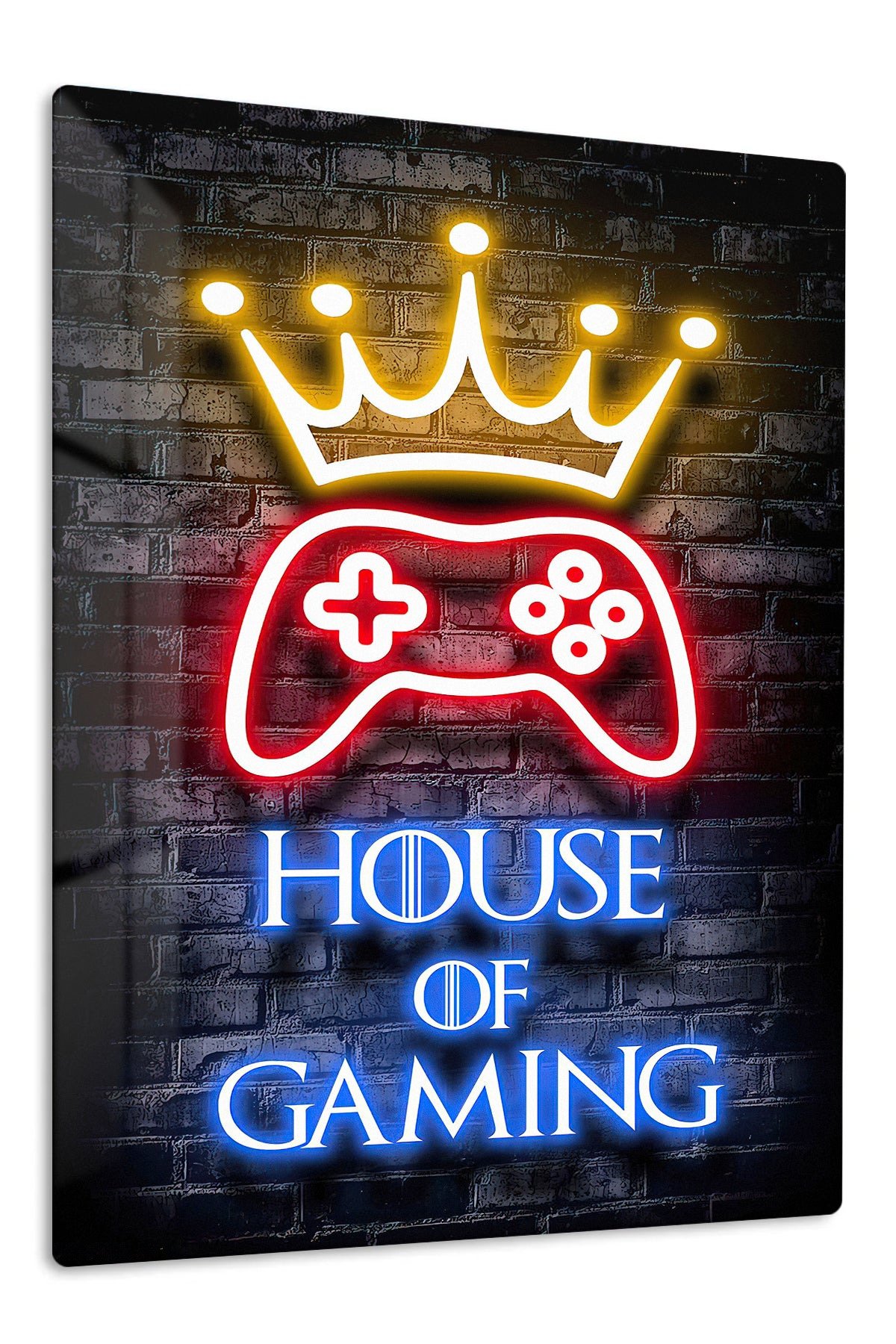 House of Gaming Neon Crown metal wall art print