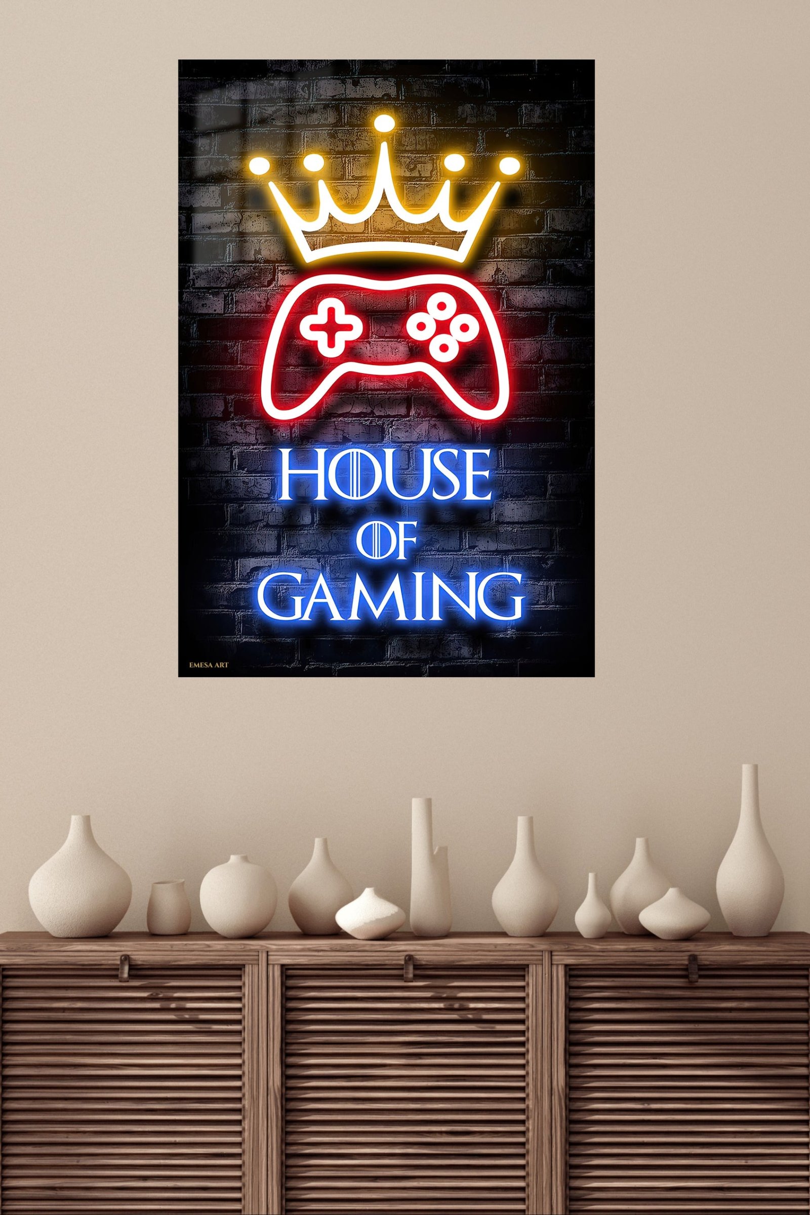 House of Gaming Neon Crown metal wall art print, view 4