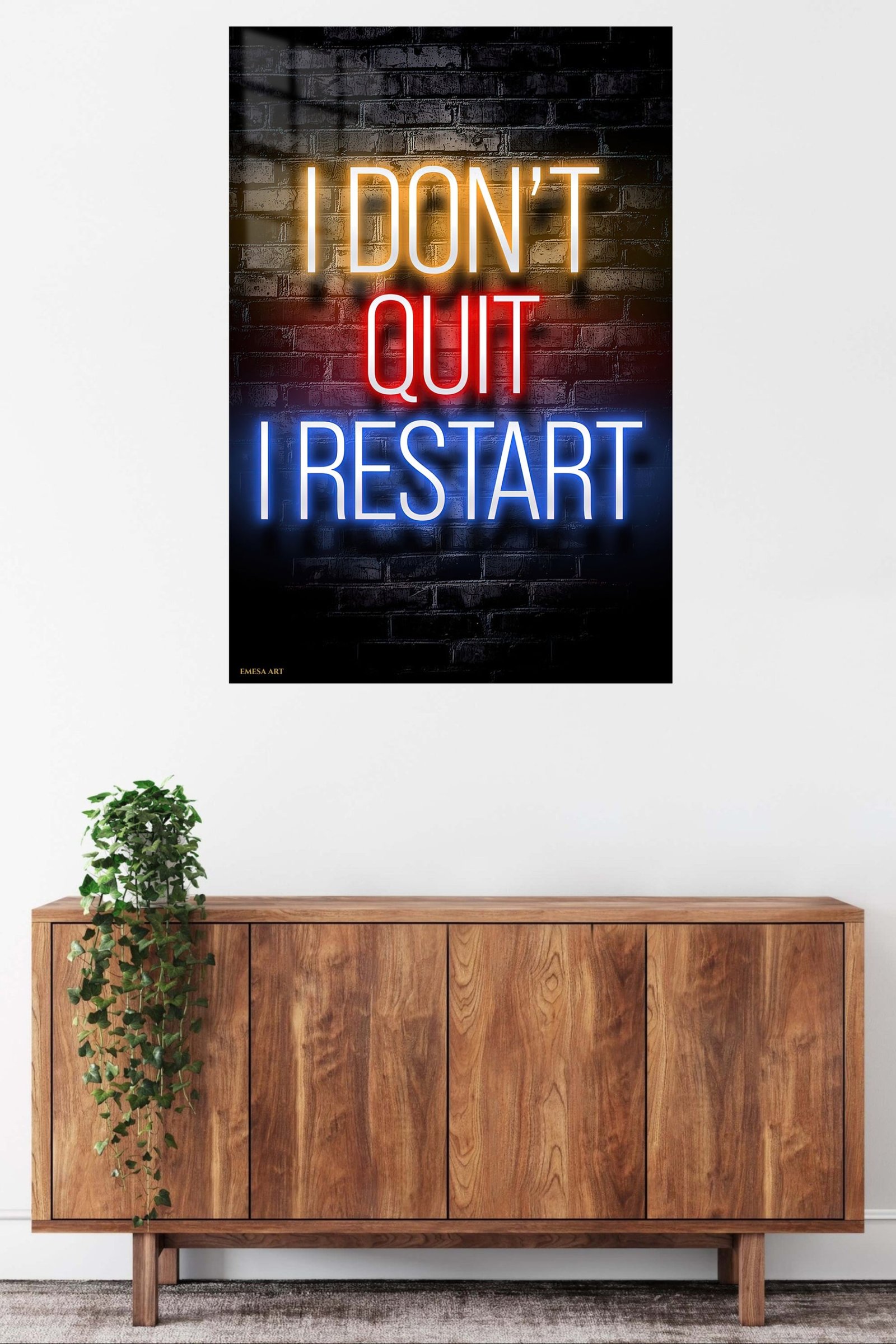 I Don't Quit I Restart Neon Quote metal wall art print, view 5