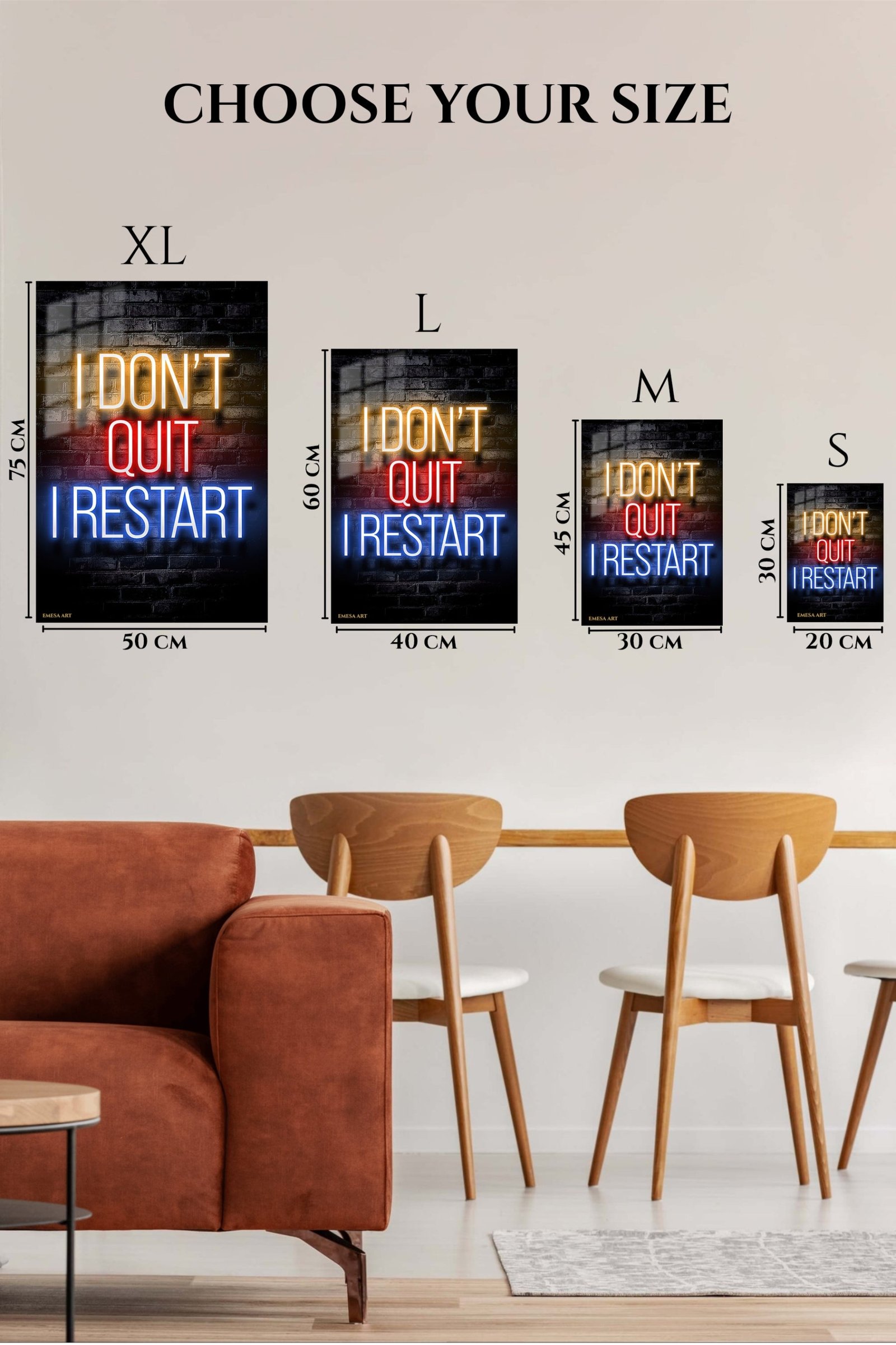 I Don't Quit I Restart Neon Quote metal wall art print, view 6