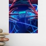 Neon Hooded Gamer metal wall art print, view 4