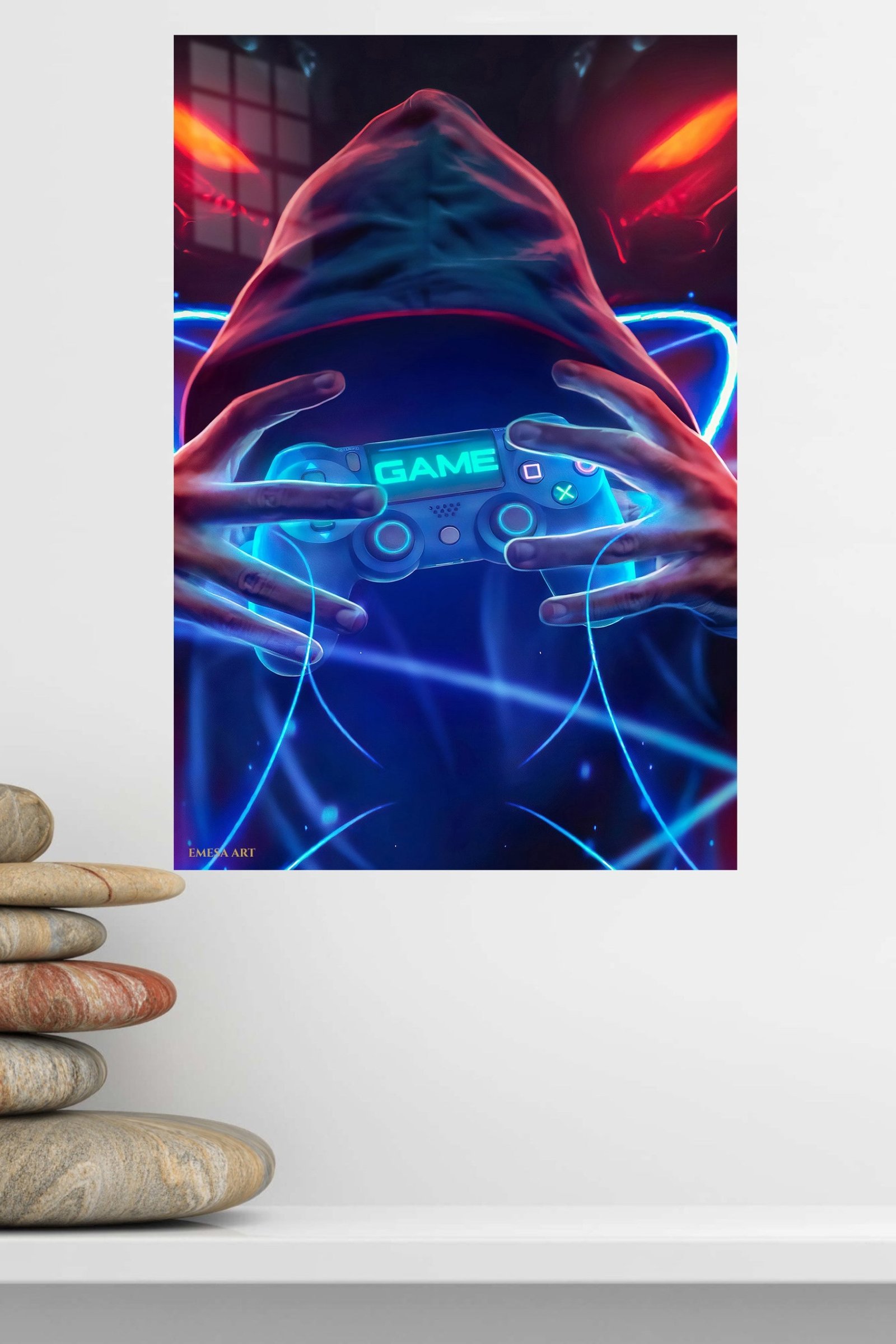 Neon Hooded Gamer metal wall art print, view 4