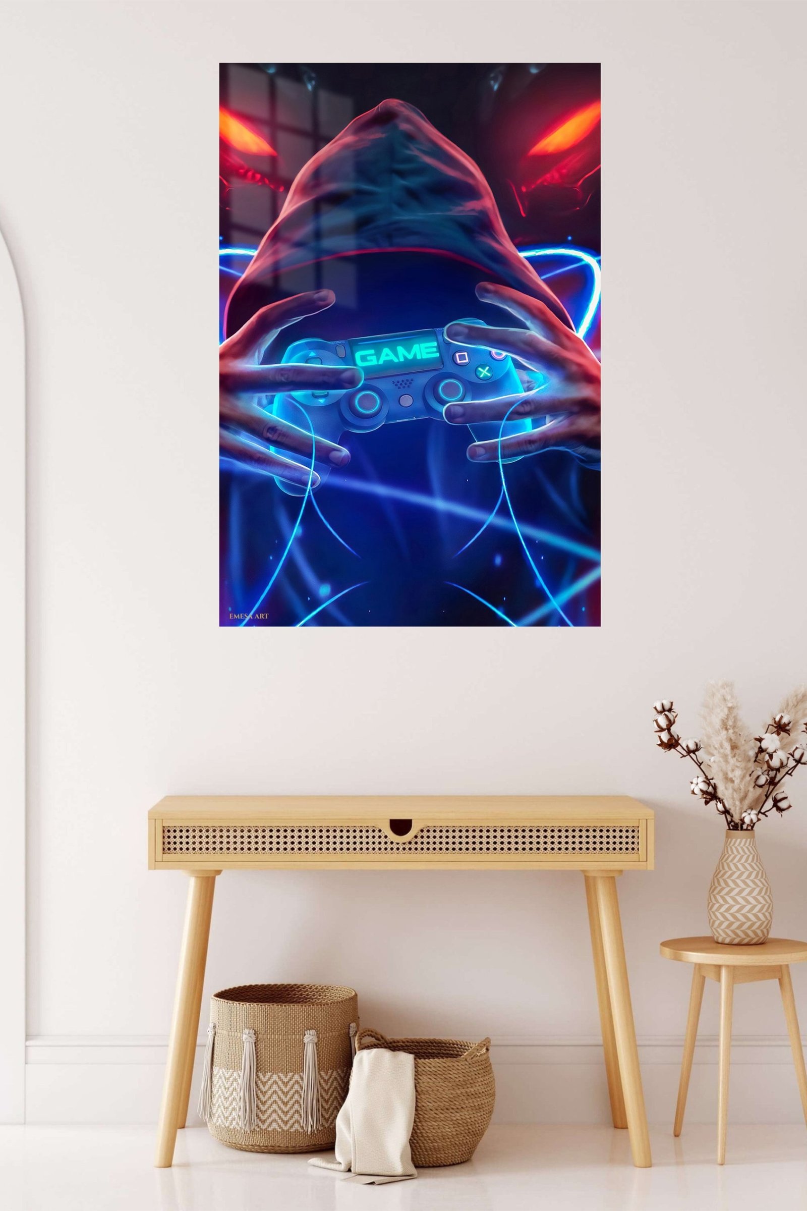 Neon Hooded Gamer metal wall art print, view 5