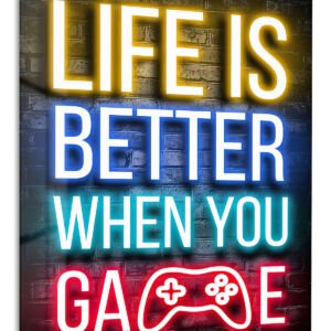 Life Is Better When You Game Neon Sign metal wall art print