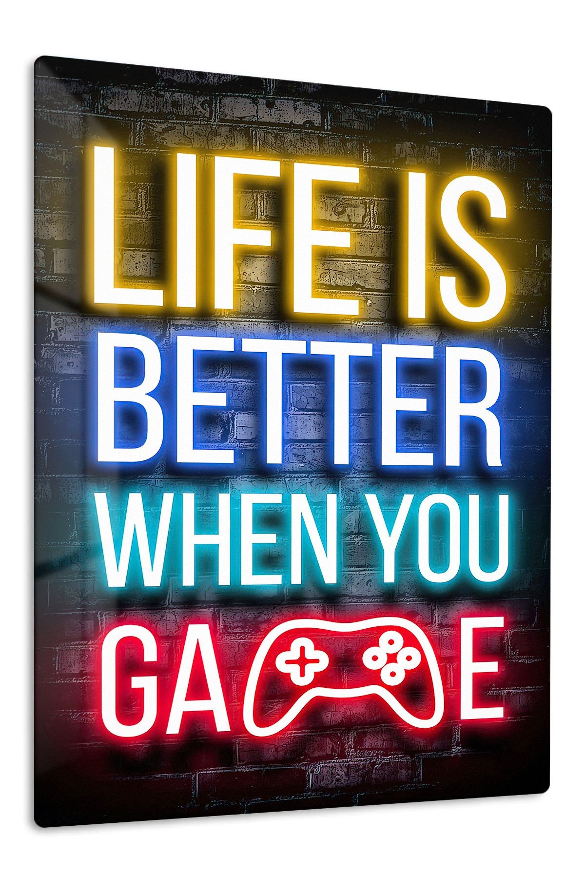 Life Is Better When You Game Neon Sign metal wall art print
