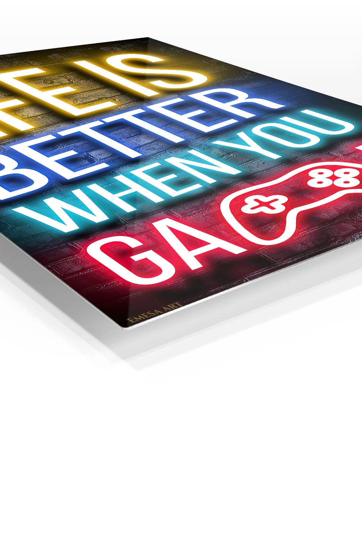 Life Is Better When You Game Neon Sign metal wall art print, view 2