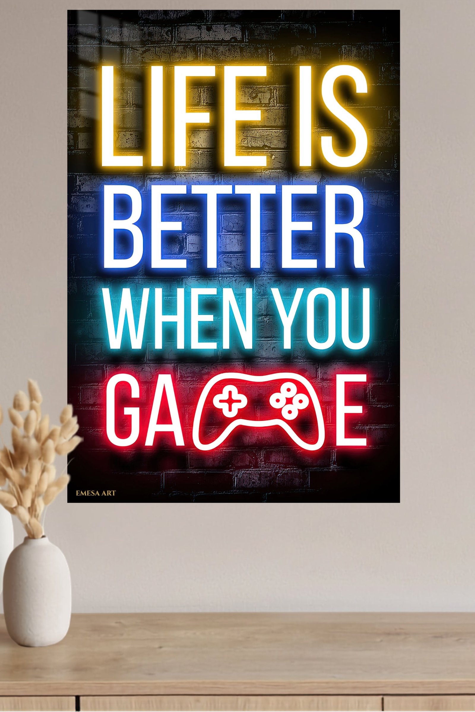 Life Is Better When You Game Neon Sign metal wall art print, view 4