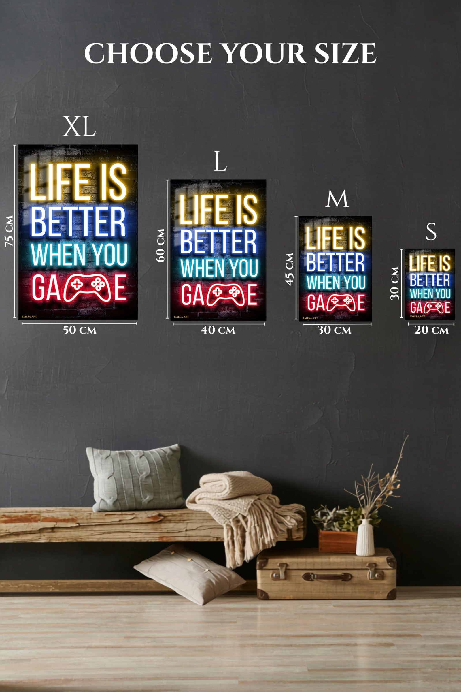 Life Is Better When You Game Neon Sign metal wall art print, view 6