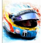 Vivid Motorsport Helmet Portrait metal wall art print