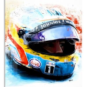 Vivid Motorsport Helmet Portrait metal wall art print