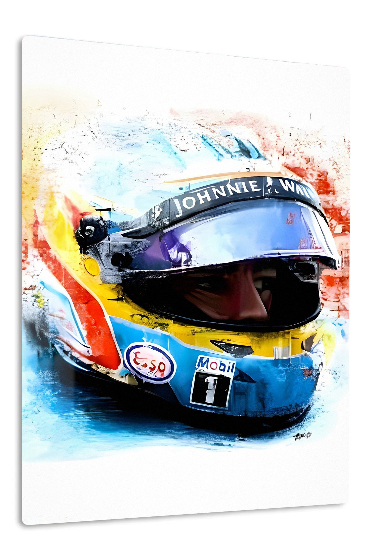 Vivid Motorsport Helmet Portrait metal wall art print