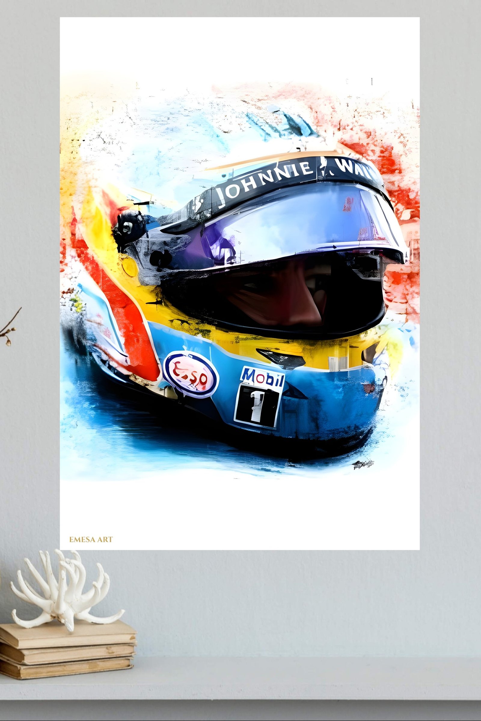 Vivid Motorsport Helmet Portrait metal wall art print, view 4