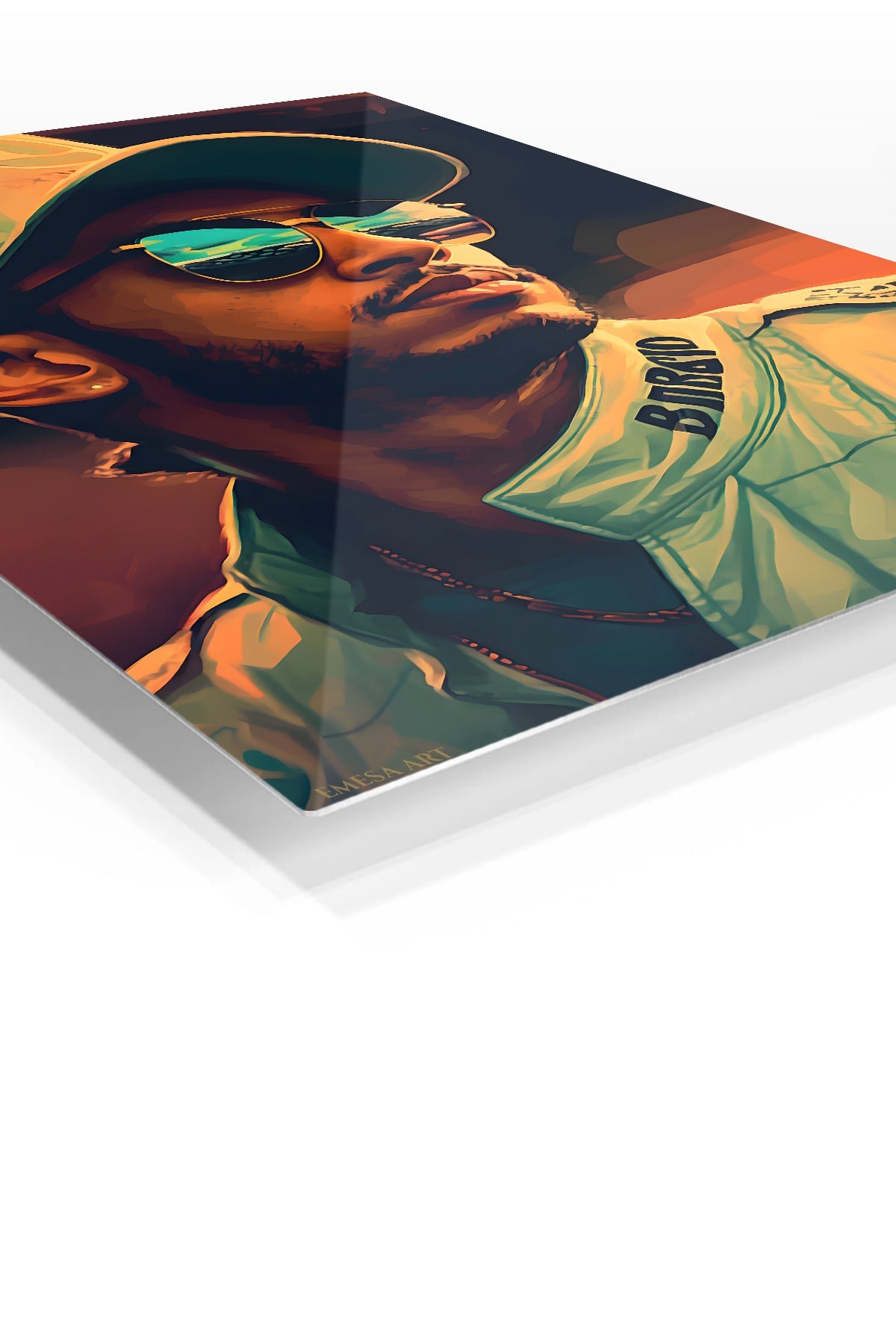 Golden Visor Racing Driver Portrait metal wall art print, view 2