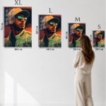 Golden Visor Racing Driver Portrait metal wall art print, view 6