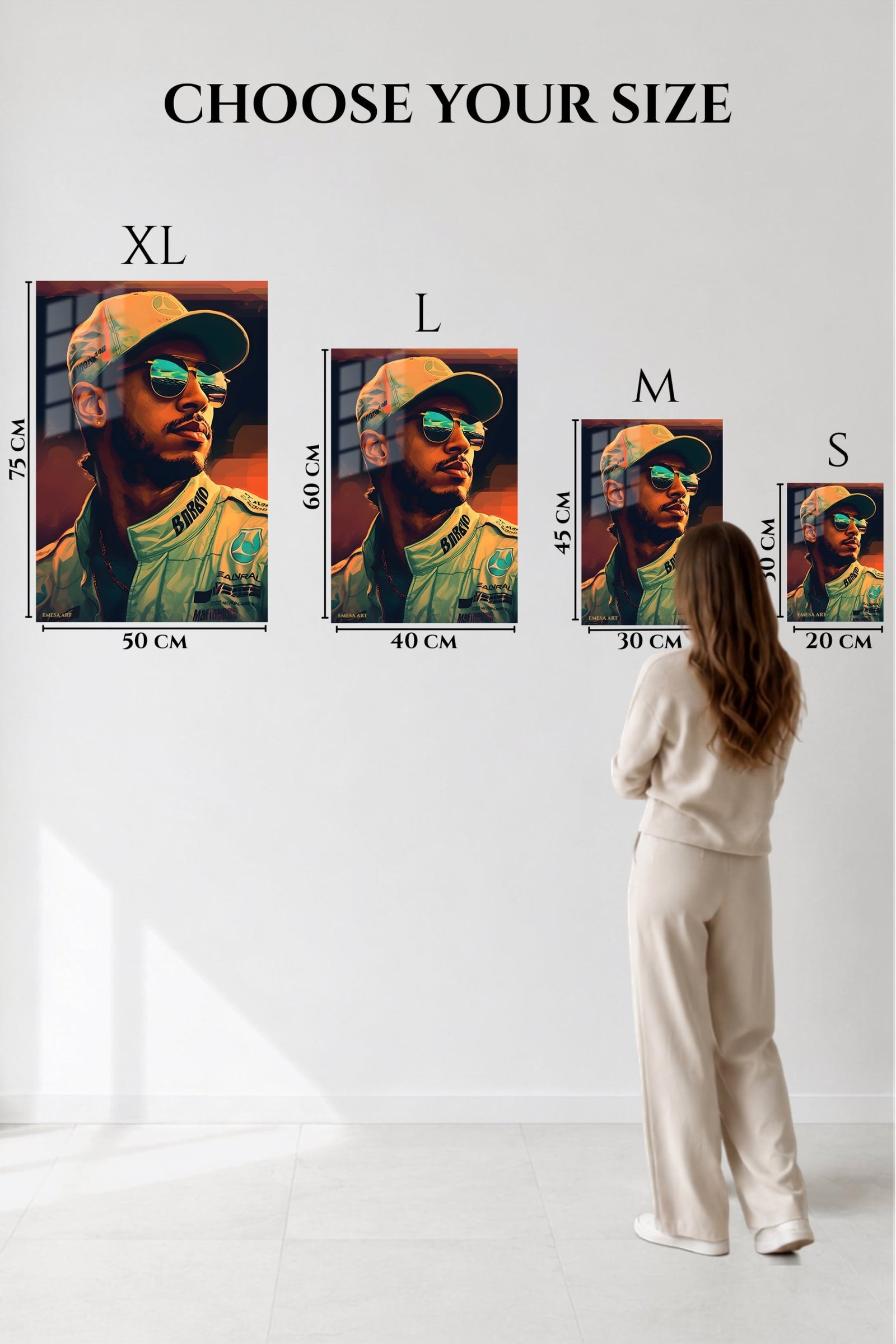 Golden Visor Racing Driver Portrait metal wall art print, view 6