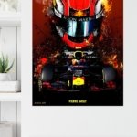 Fiery Open-Wheel Racing Helmet metal wall art print, view 4