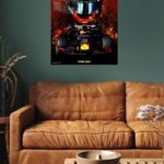 Fiery Open-Wheel Racing Helmet metal wall art print, view 5