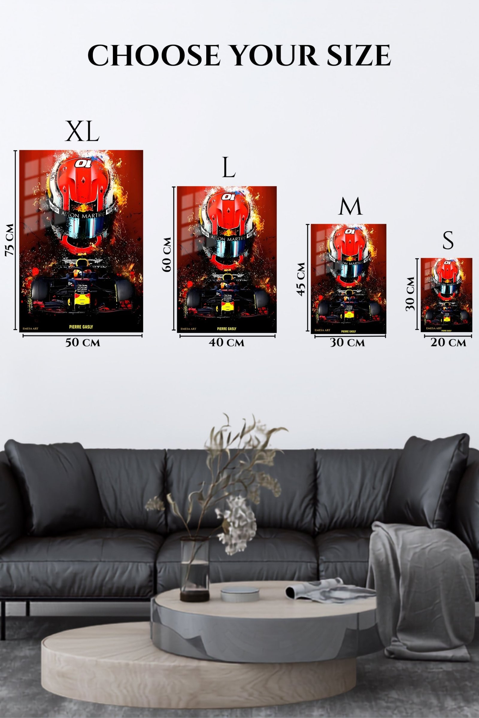 Fiery Open-Wheel Racing Helmet metal wall art print, view 6