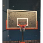 Basketball Hoop Beneath the Stars metal wall art print