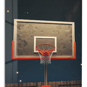 Basketball Hoop Beneath the Stars metal wall art print