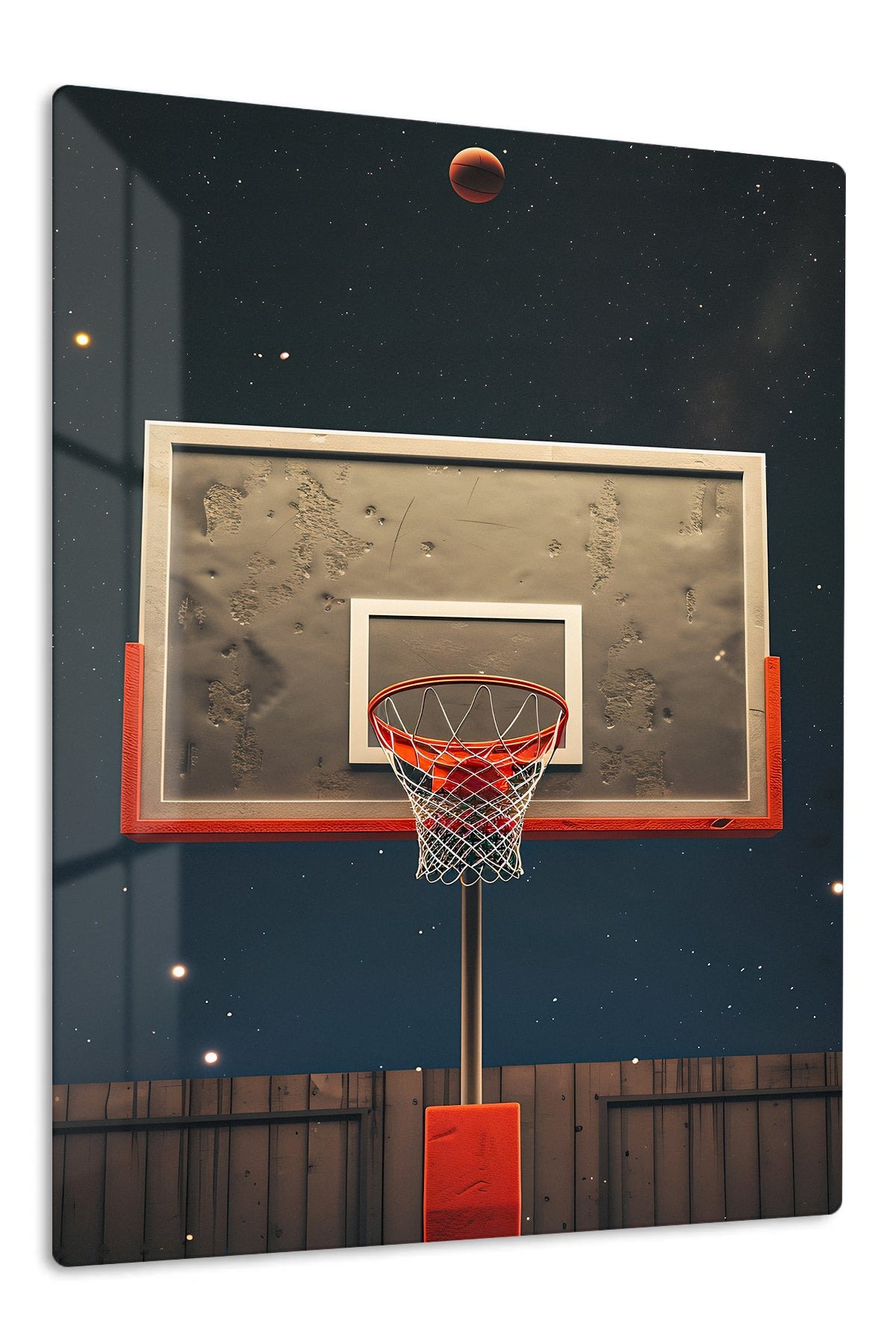 Basketball Hoop Beneath the Stars metal wall art print