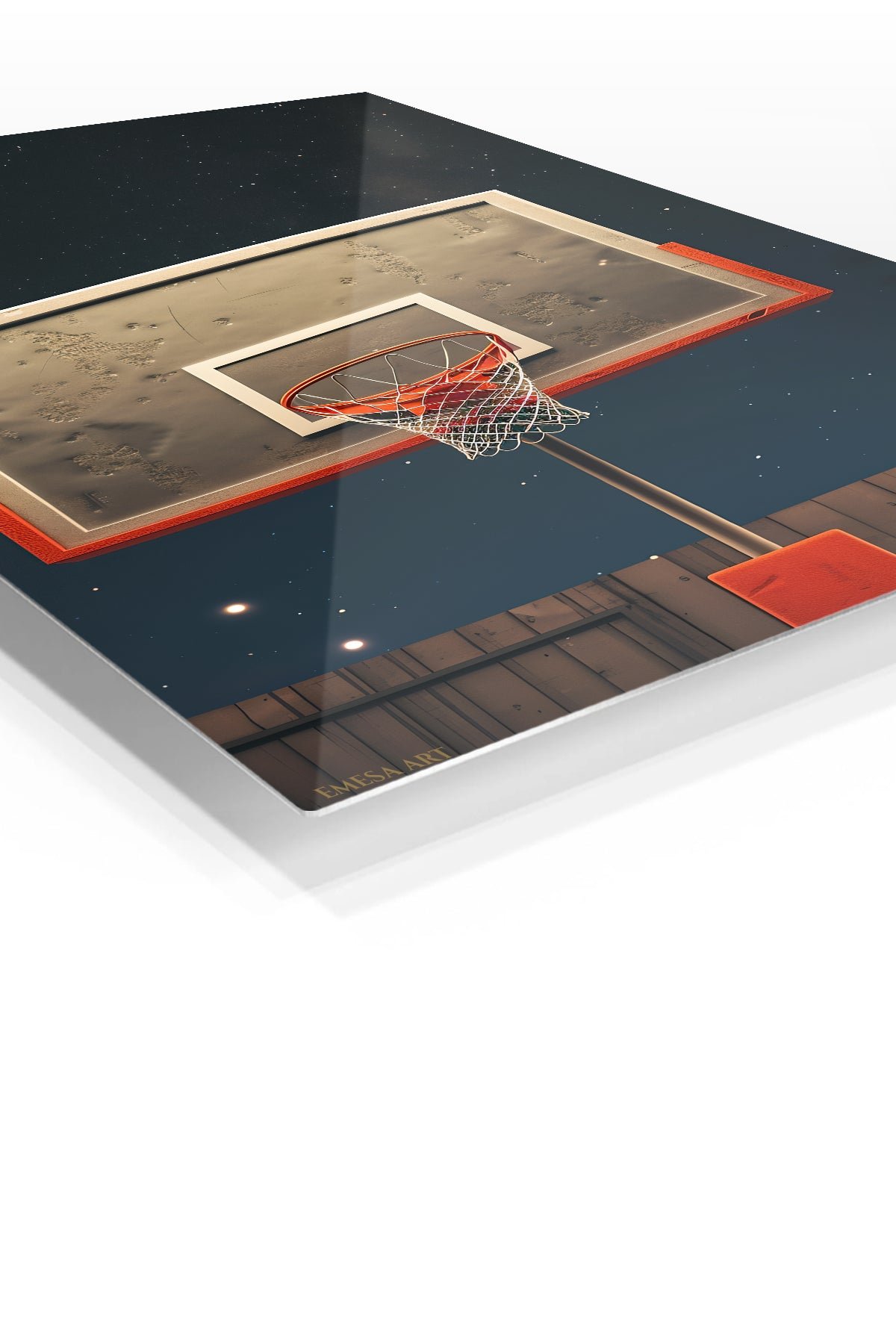 Basketball Hoop Beneath the Stars metal wall art print, view 2