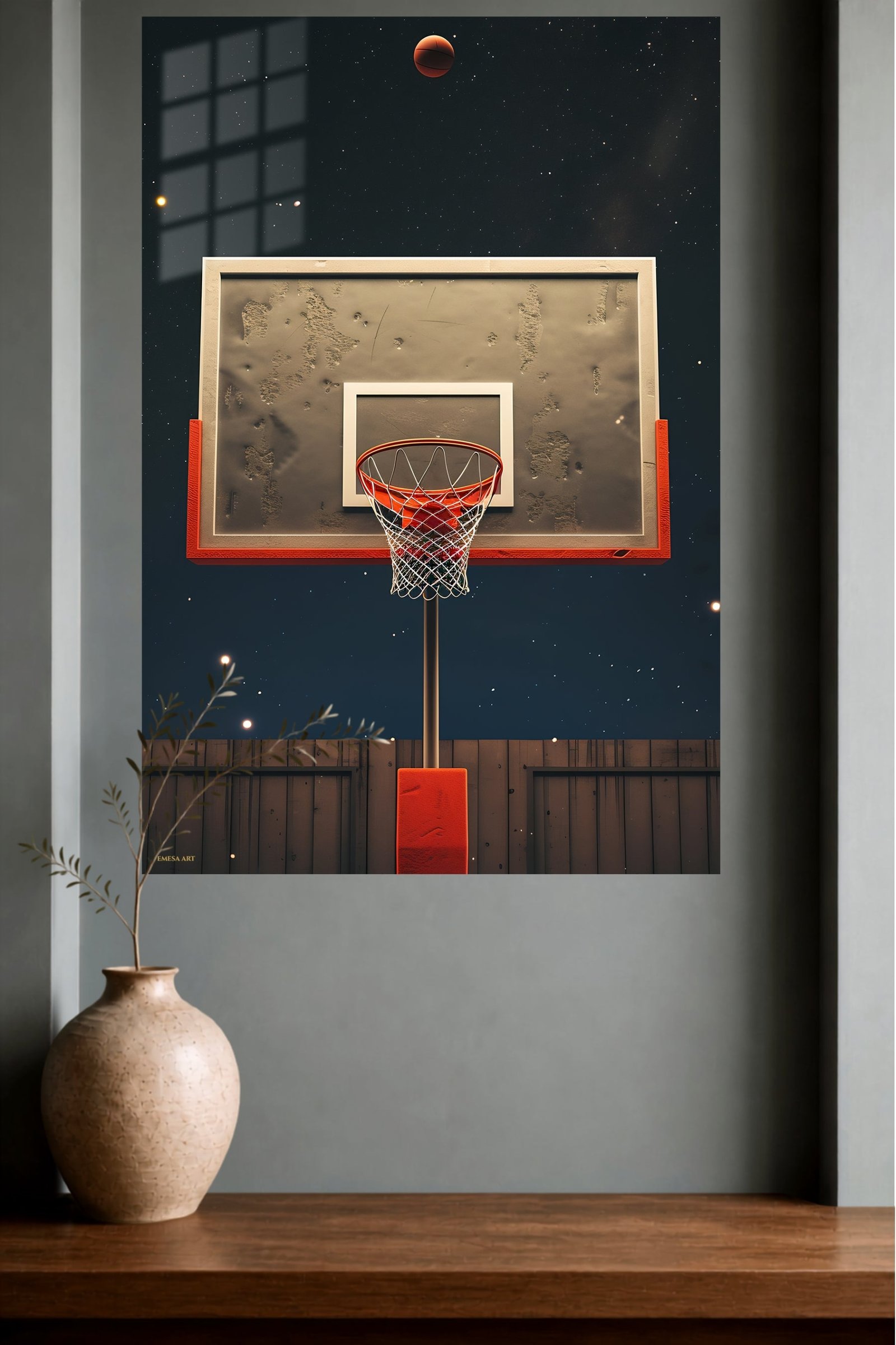 Basketball Hoop Beneath the Stars metal wall art print, view 4