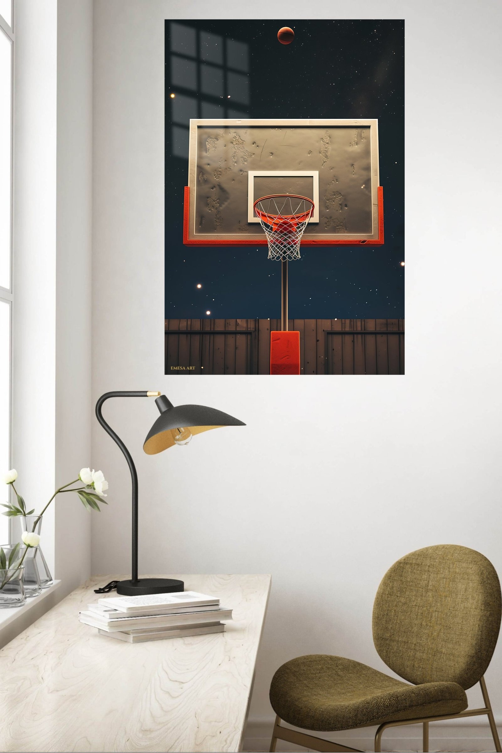 Basketball Hoop Beneath the Stars metal wall art print, view 5