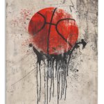 Red Basketball Drip metal wall art print