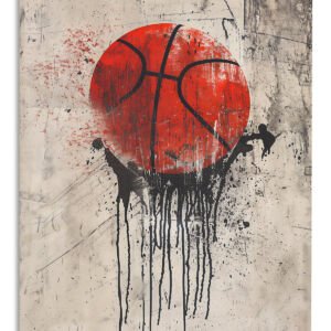 Red Basketball Drip metal wall art print