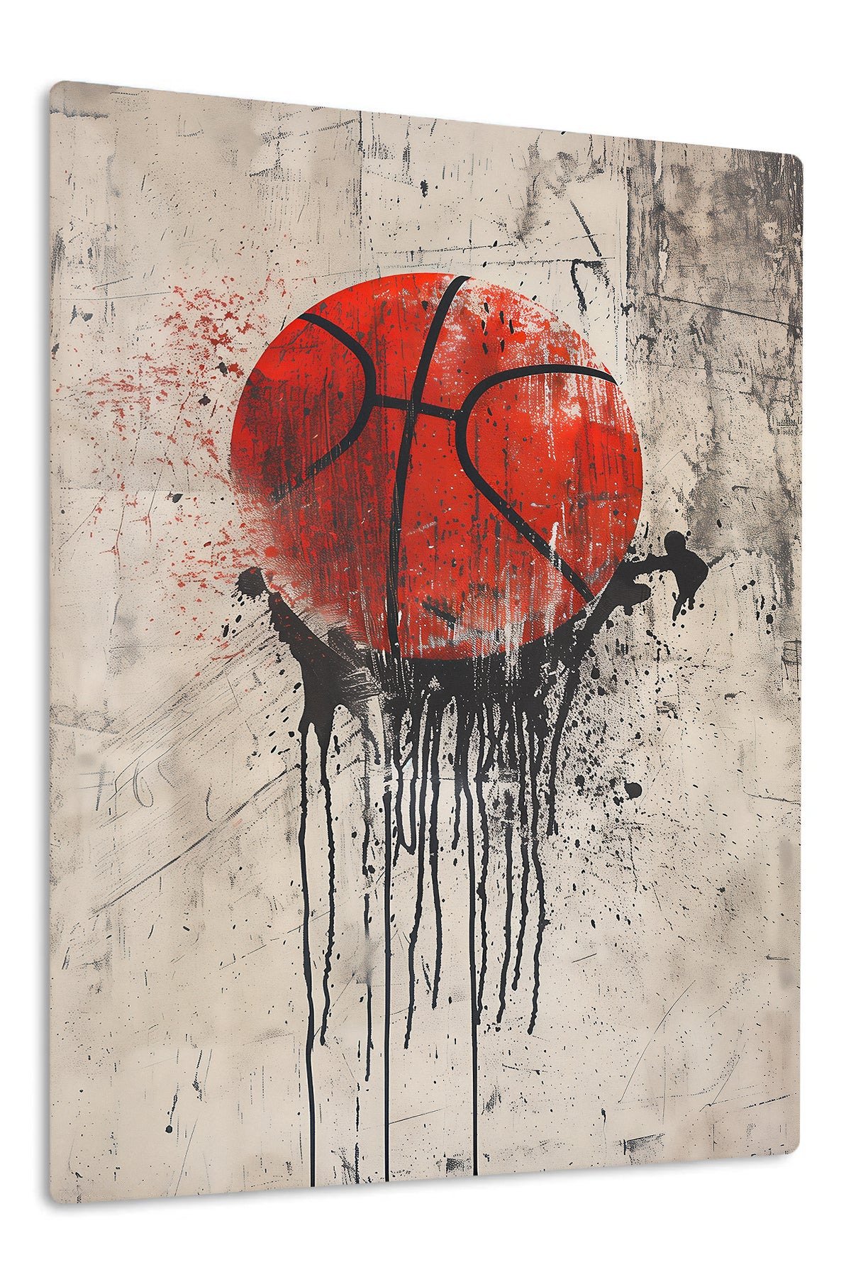 Red Basketball Drip metal wall art print