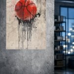 Red Basketball Drip metal wall art print, view 4
