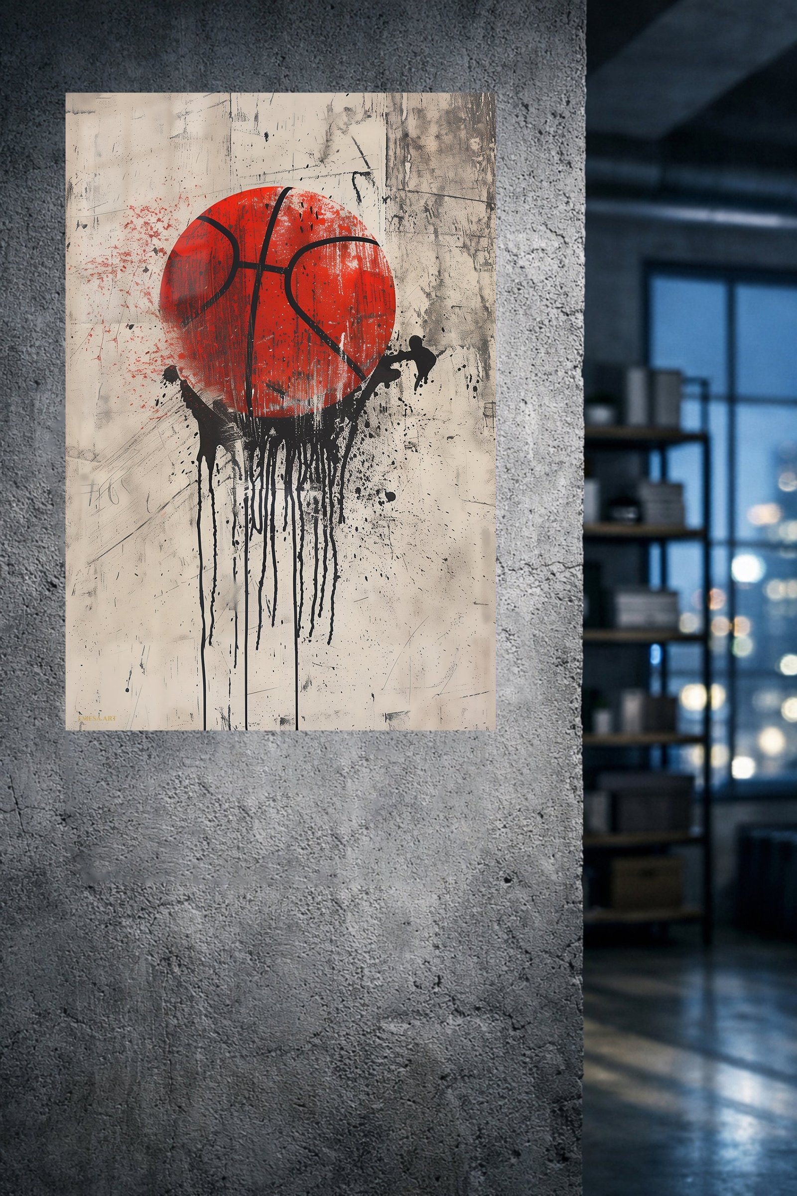 Red Basketball Drip metal wall art print, view 4