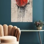 Red Basketball Drip metal wall art print, view 5