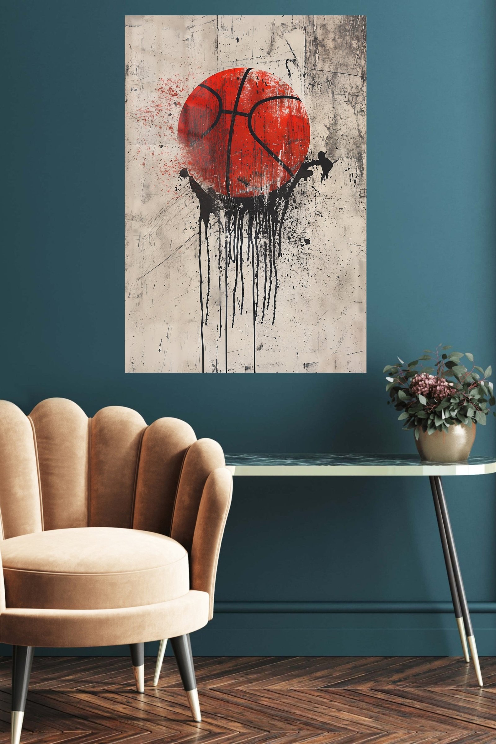 Red Basketball Drip metal wall art print, view 5