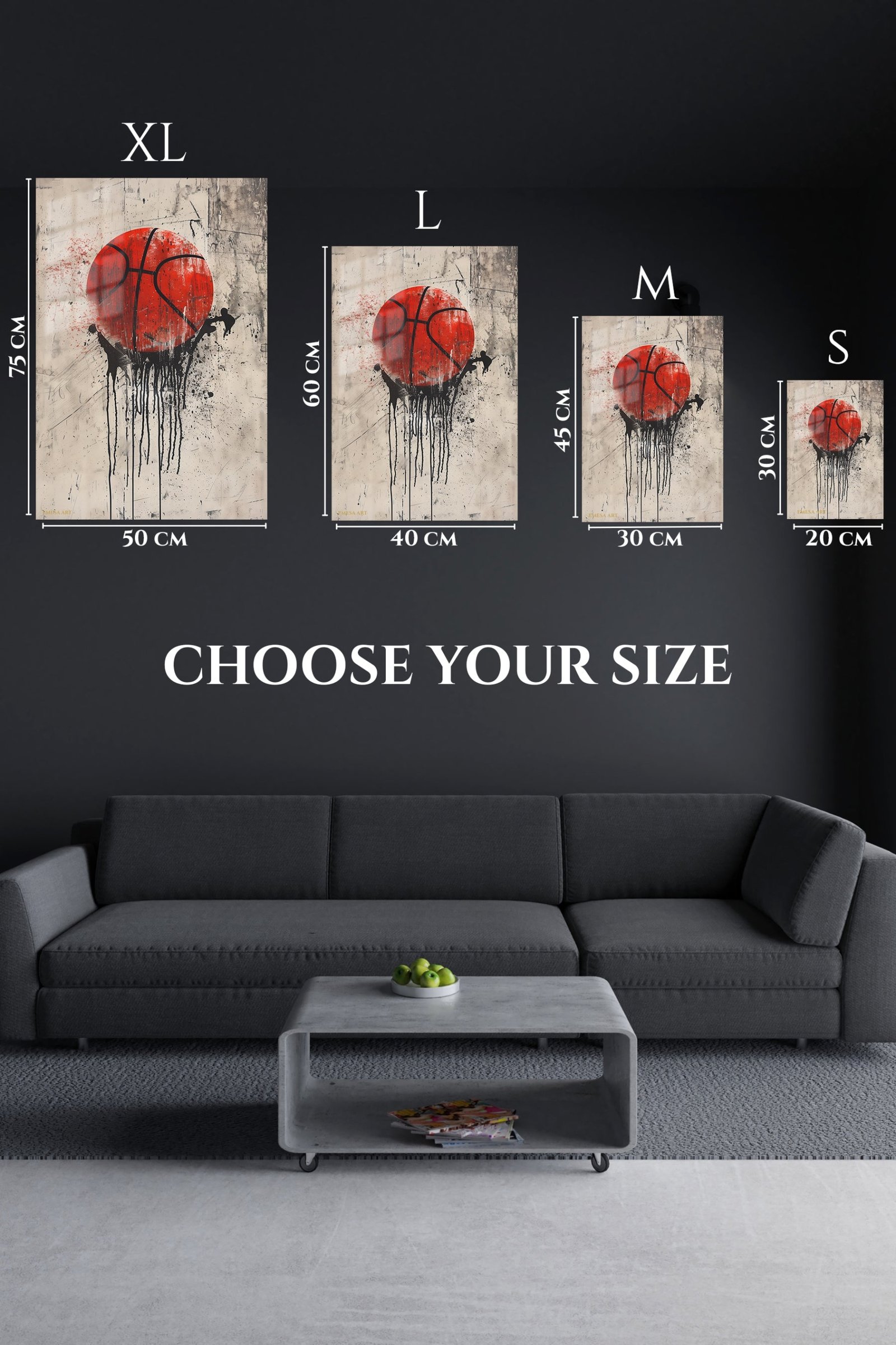Red Basketball Drip metal wall art print, view 6