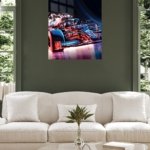 Neon Formula Race Car metal wall art print, view 5
