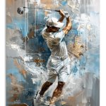 Golfer in Mid-Swing Abstract Portrait metal wall art print