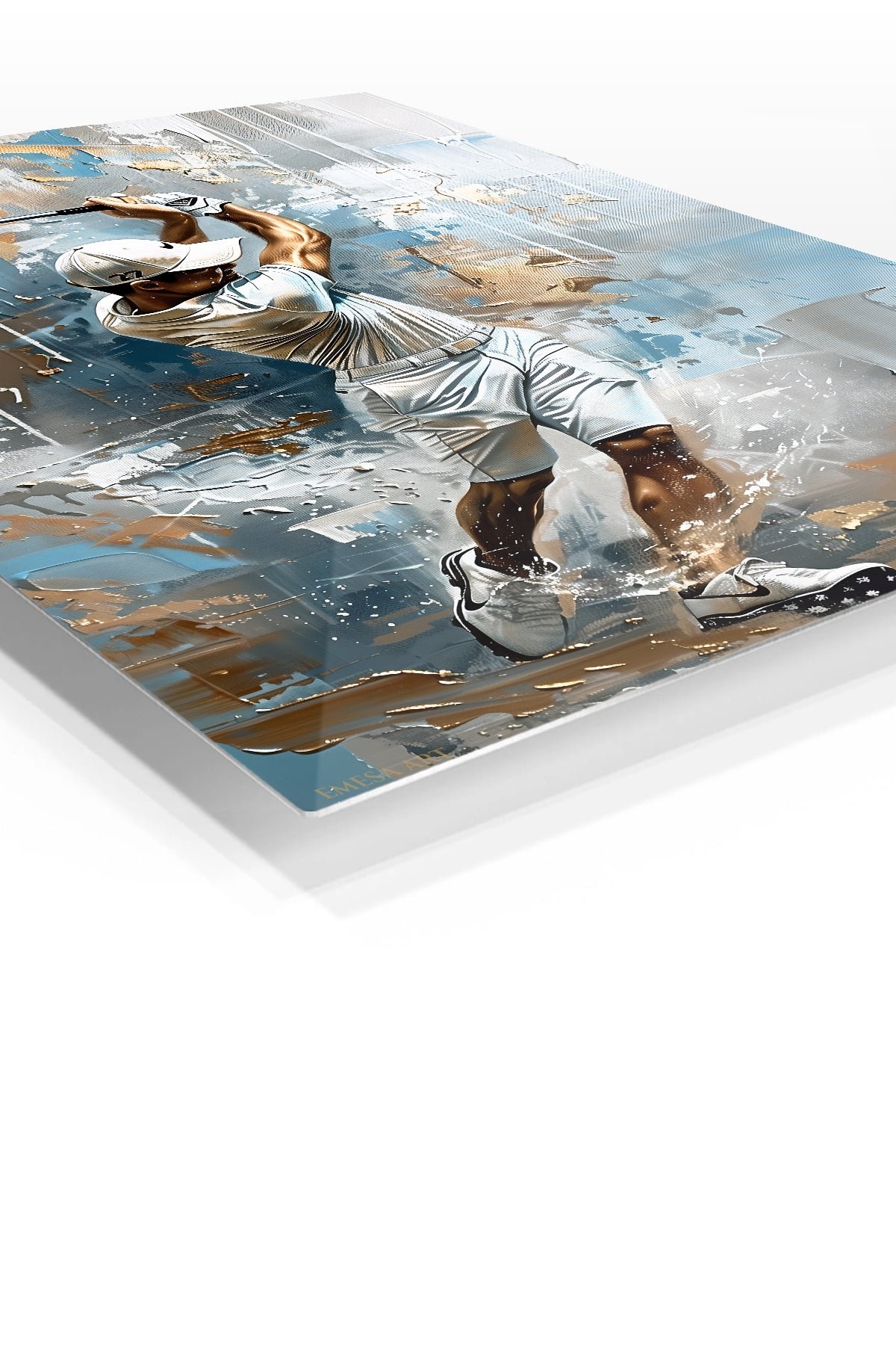 Golfer in Mid-Swing Abstract Portrait metal wall art print, view 2