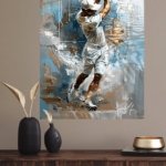 Golfer in Mid-Swing Abstract Portrait metal wall art print, view 4