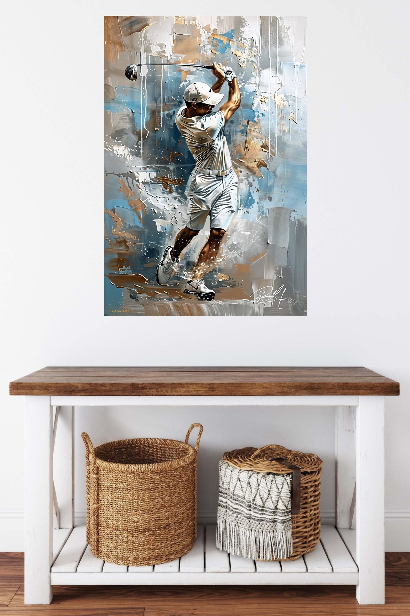 Golfer in Mid-Swing Abstract Portrait metal wall art print, view 5