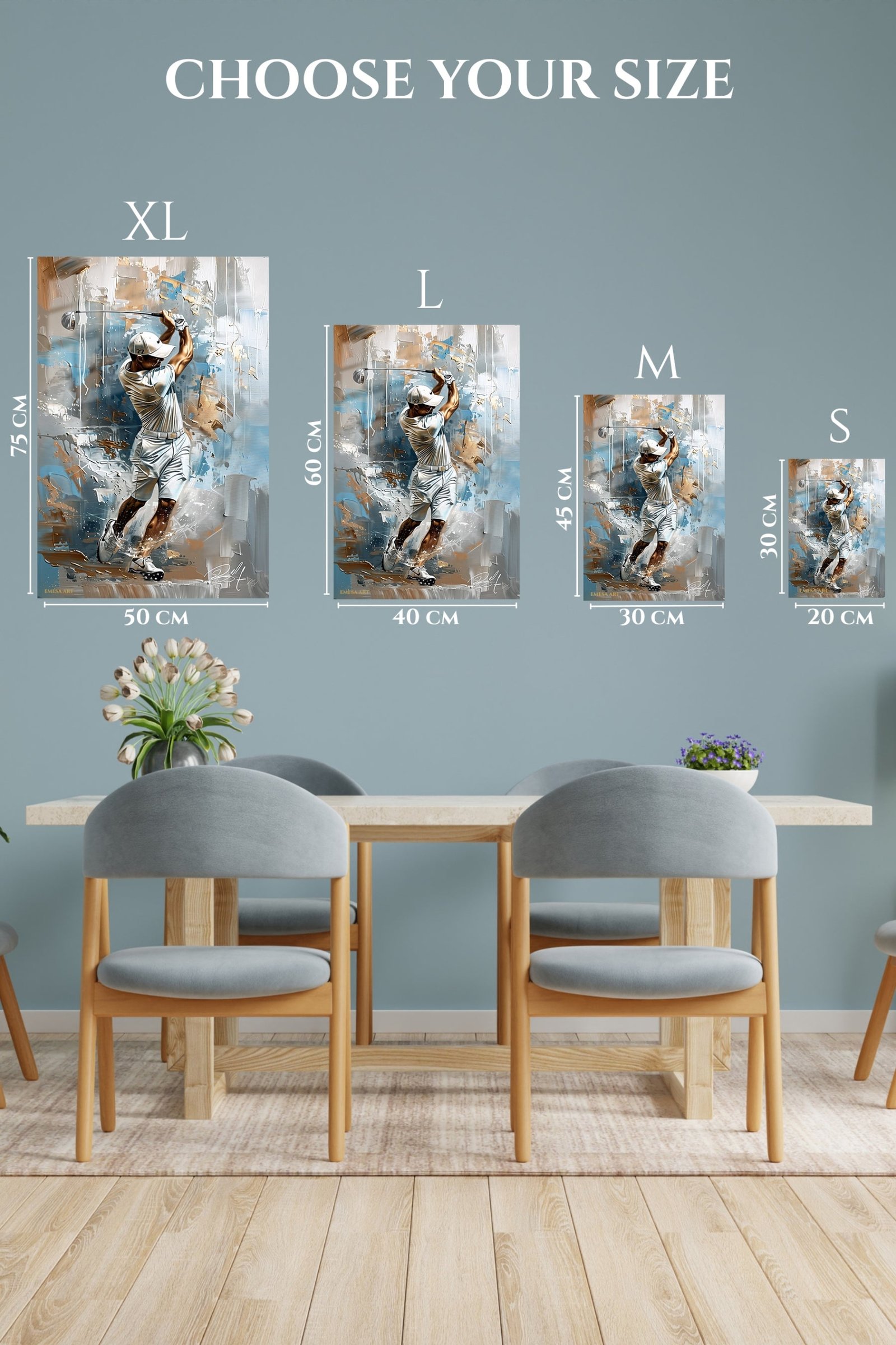 Golfer in Mid-Swing Abstract Portrait metal wall art print, view 6
