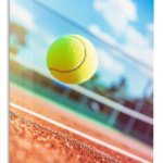 Tennis Ball Above Clay Court metal wall art print