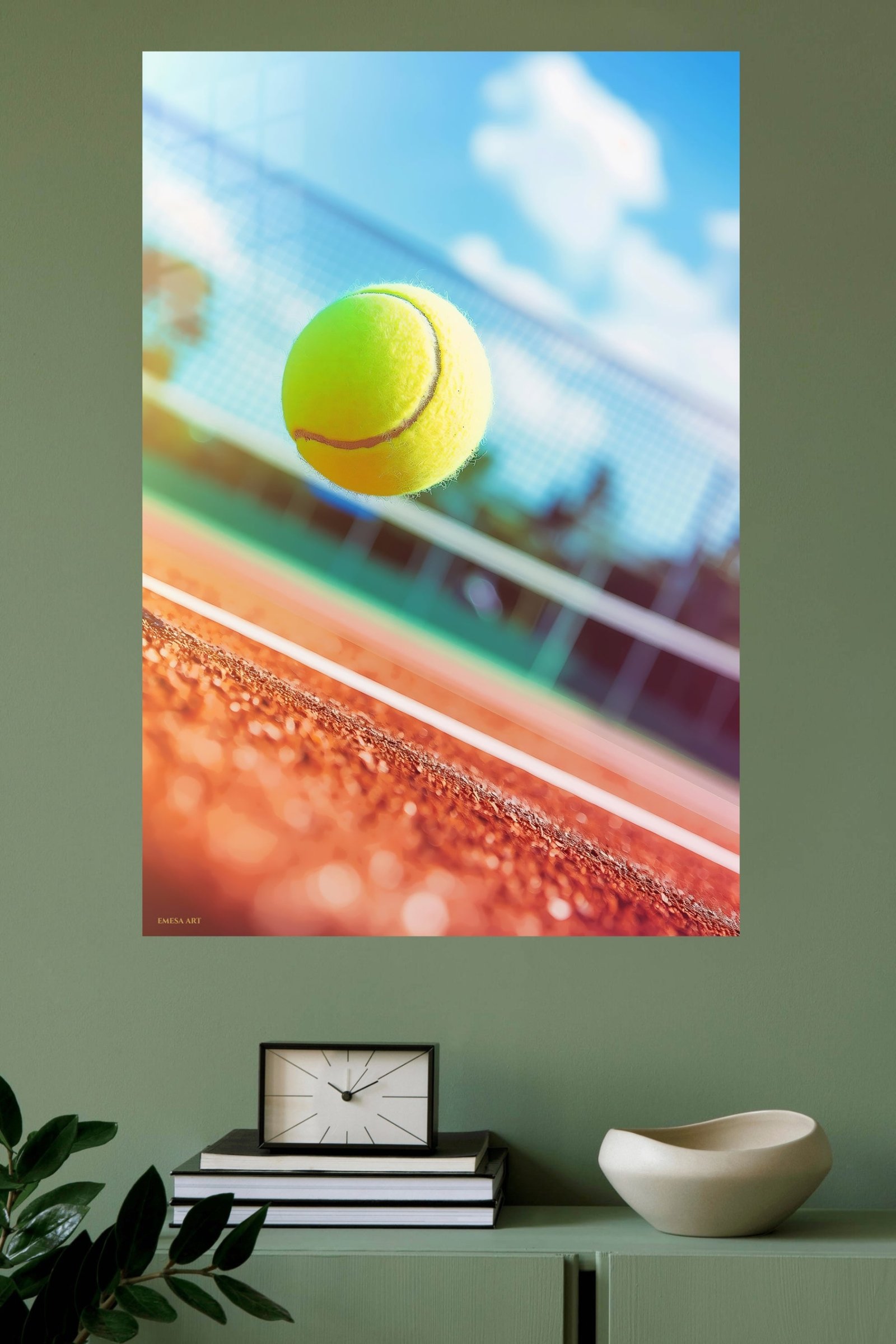 Tennis Ball Above Clay Court metal wall art print, view 4