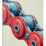 Red and Blue Robotic Mechanism metal wall art print